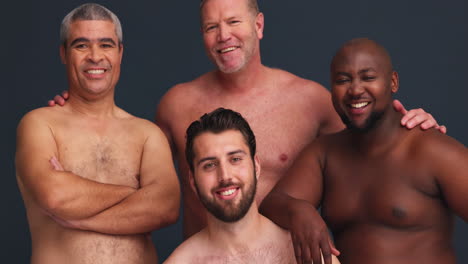 hombres, positividad corporal y cara con diversidad