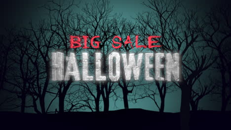 Halloween-Big-Sale-with-mystical-forest-in-night-with-blue-sky