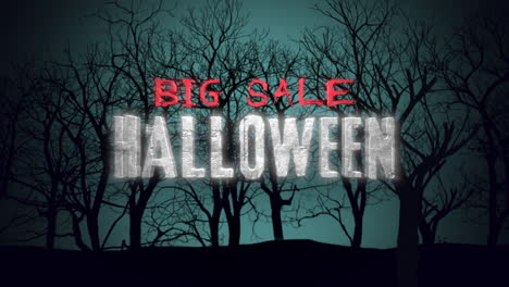 halloween big sale with mystical forest in night with blue sky