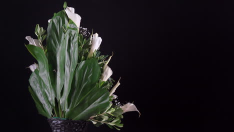 alcatraz flower arrangement spinning and slider panning black background