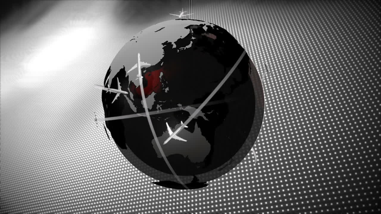 avión volando alrededor de la tierra en fondo de textura 4k