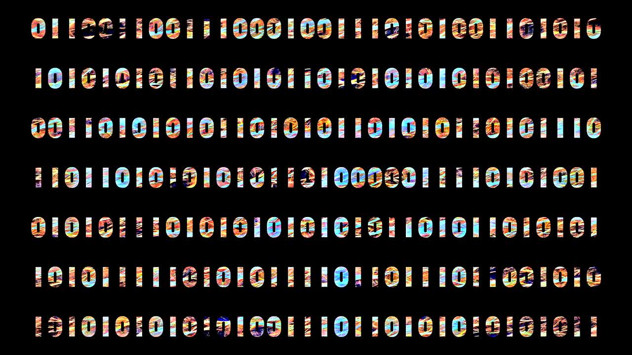 Abstract background animation with binary digits running.