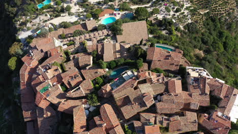 eze hilltop village french riviera mediterranean sea aerial sunny day cinematic