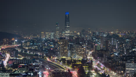 Lapso-Nocturno-Santiago-De-Chile-En-Invierno