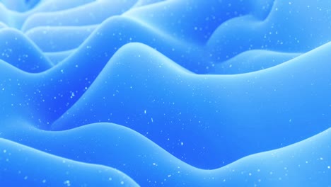 beautiful abstract 3d surface with glitter sparkles, abstract 3d waves run on surface in loop. blue gradient, soft matte material with light inner glow. smoothly 4k animation