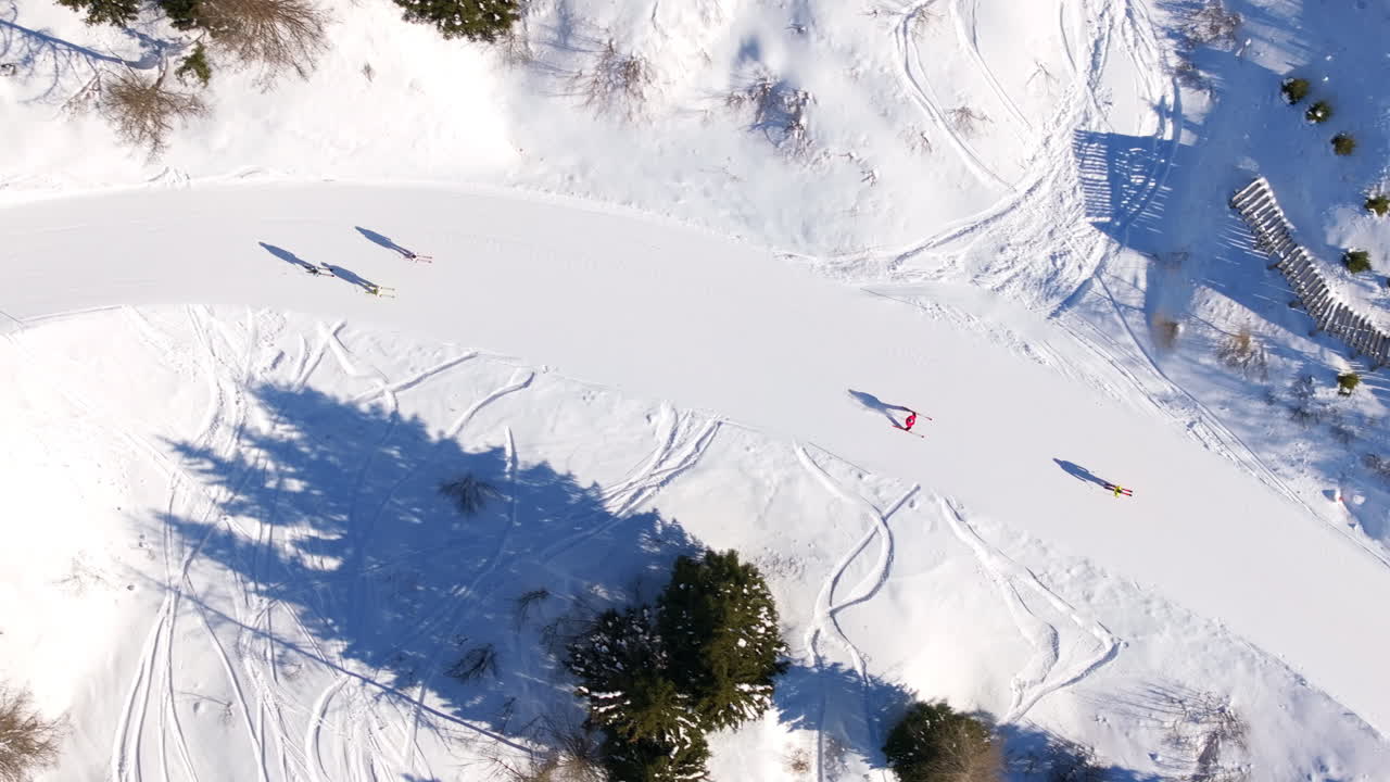 Aerial drone view of a ski resort in Col dei Baldi, Alleghe, in the Dolomites, Italy in daylight
