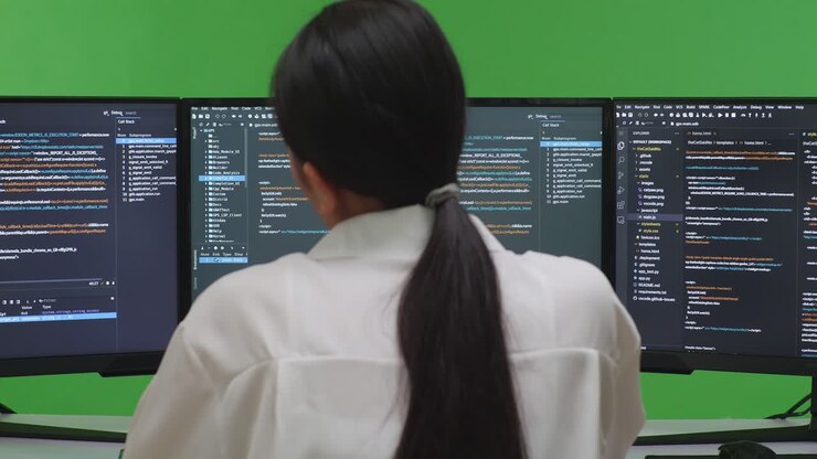 Programmer working on code