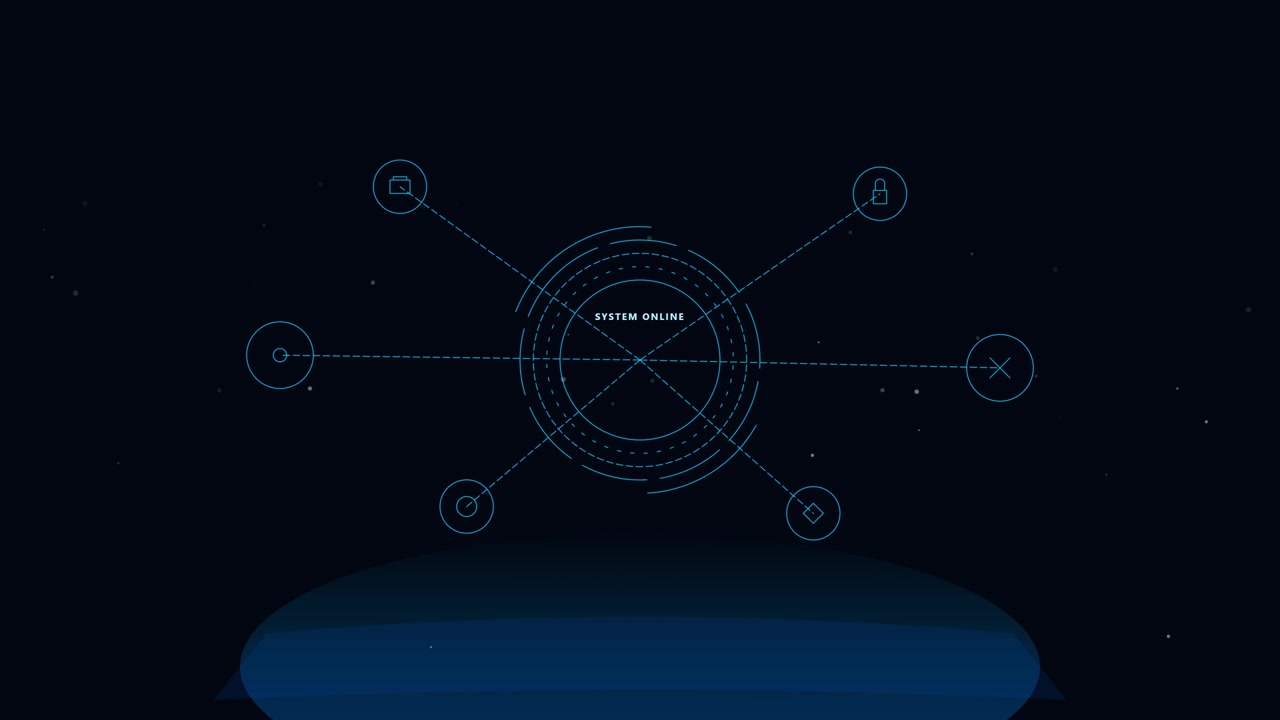 Digital Interface Displaying System Online Status with Network Nodes