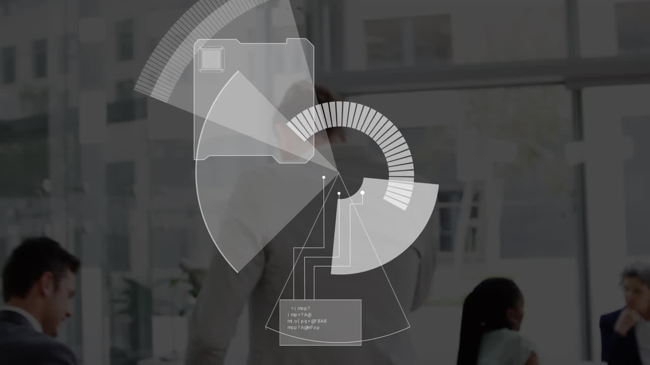 사무실에 있는 백인 사업가의 뒷모습에 대한 레이더의 애니메이션