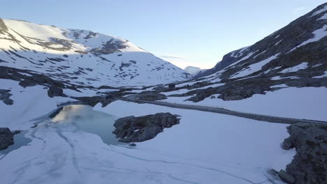 AERIAL:-Valley-with-snow-in-Norway