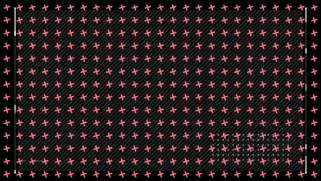 diagonal black and gray stripes with red plus signs creating animation pattern