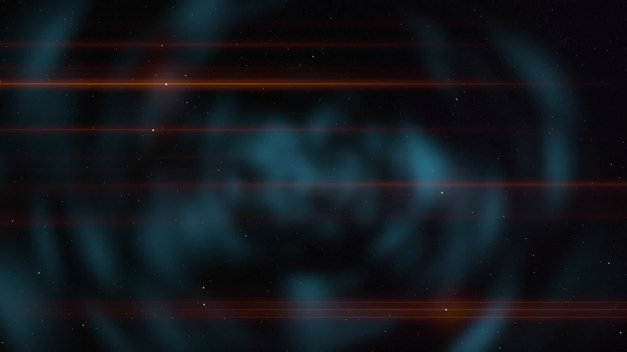 Seamlessly loopable animation of flying through glowing space nebula and stars.