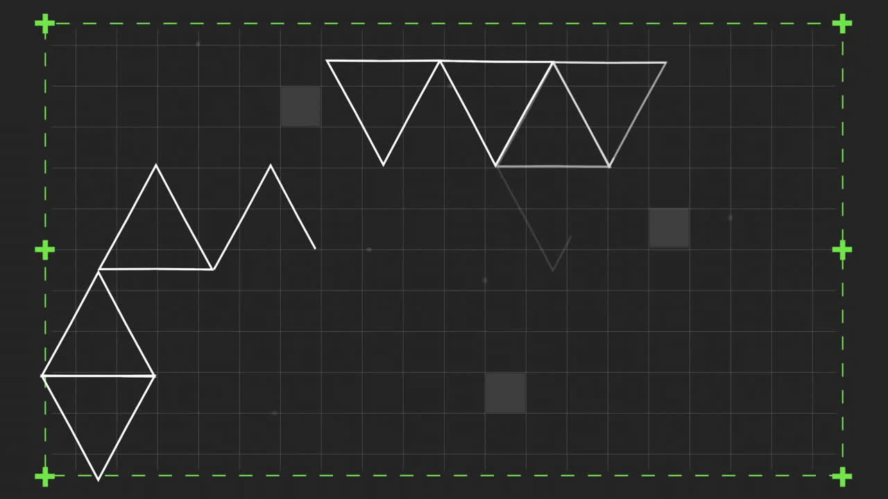 Animation of yellow frame and white shapes over black background