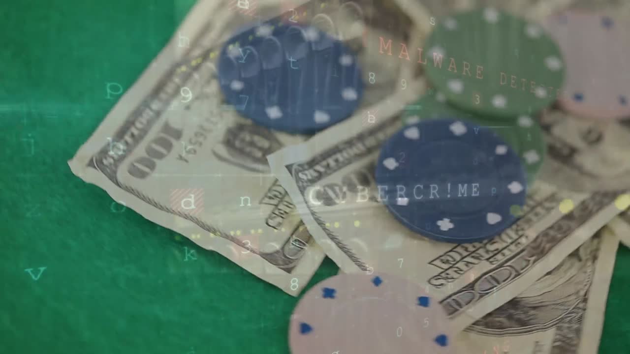 은행권 위에서 움직이는 데이터 처리의 애니메이션