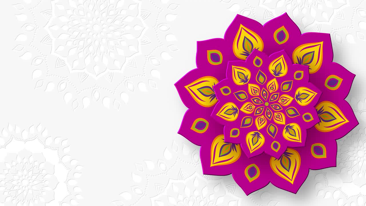 rangoli indio giratorio para el festival de las luces de diwali.