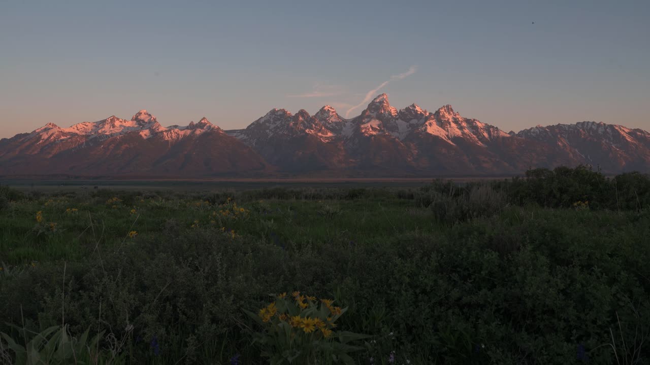 Time-lapse dell'alba nel Parco Nazionale Grand Teton.