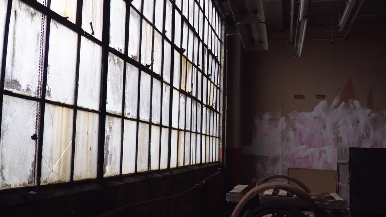 Stained glass windows of an abandoned warehouse