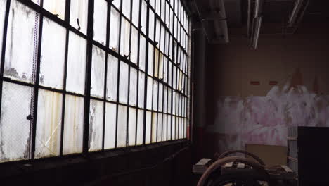 stained glass windows of an abandoned warehouse
