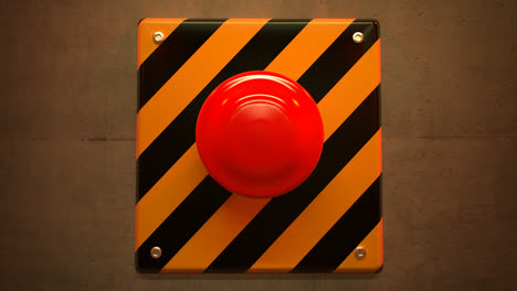 Close-up-of-a-big-red-button-during-a-danger-emergency-situation.-When-the-accident-happens,-the-switch-is-activated-and-red-emergency-light-flashing-in-the-background.