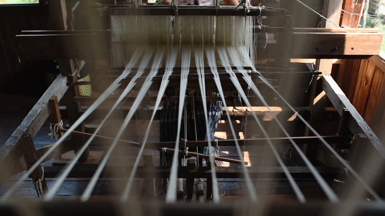 Traditional weaving process in Myanmar, Inle Lake