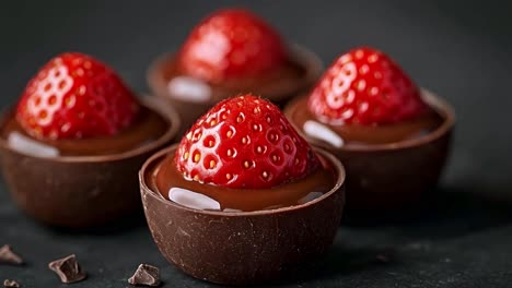 decadent chocolate cups with fresh strawberries