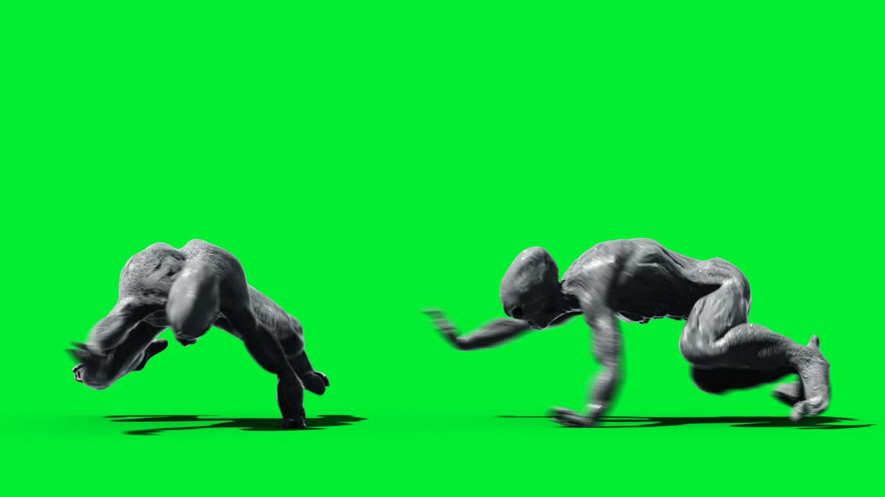 무서운 괴물 애니메이션, 물리적, 모션, 흐릿한, 현실적인 4k 애니메이션, 그린 스크린