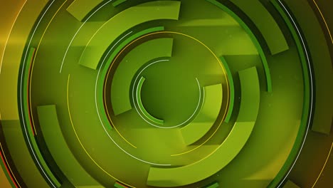 elementos de círculo verde giratorio bucle sin costuras animación de renderizado 3d