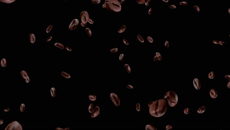 4k 3d roasted coffee beans seeds coffee beans falling green screen loop animation background