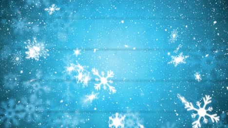 snow falling on blue background