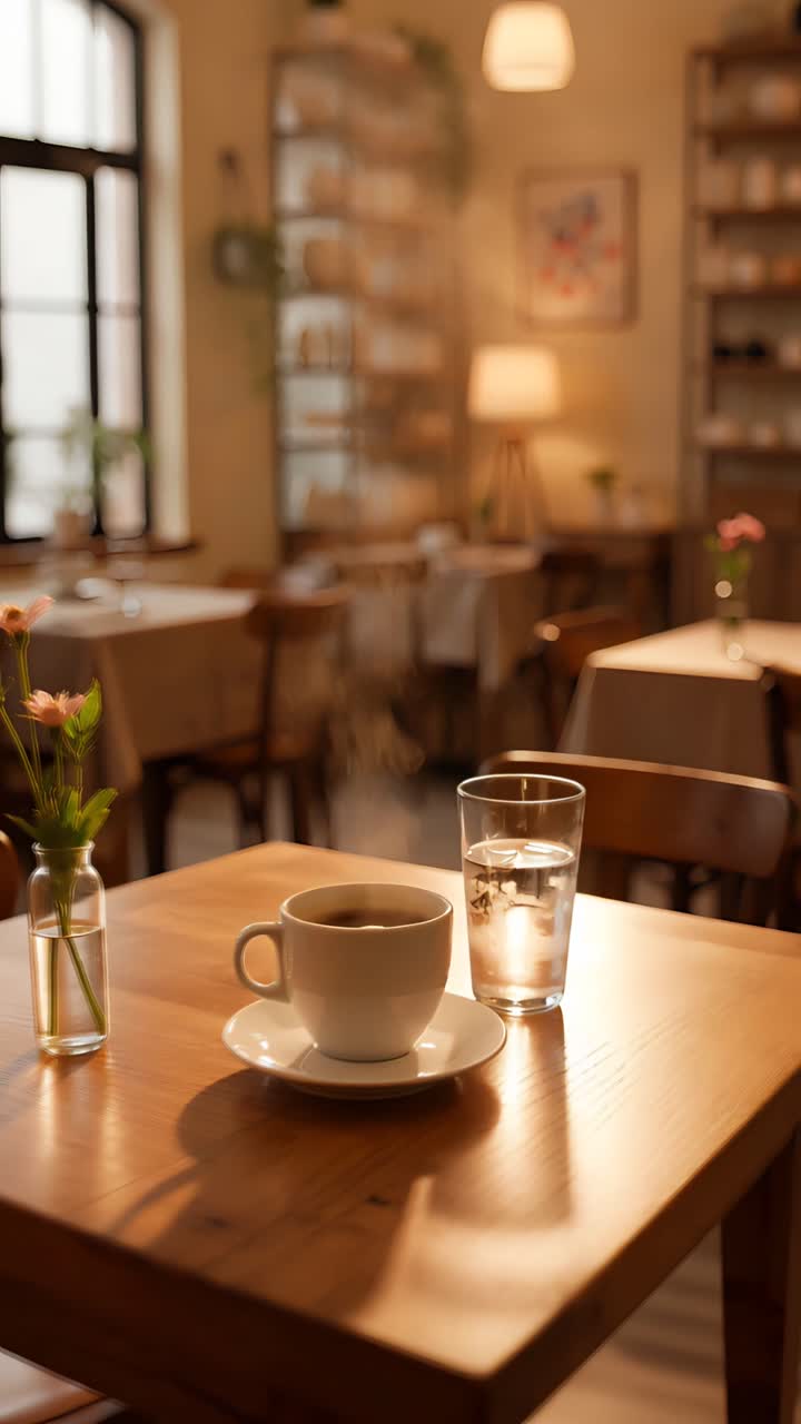 Interno di caffè estetico con atmosfera accogliente 4K