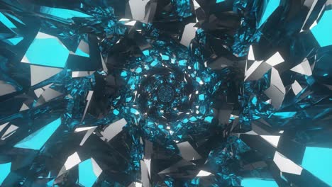 abstract neon blue geometric crystal tunnel