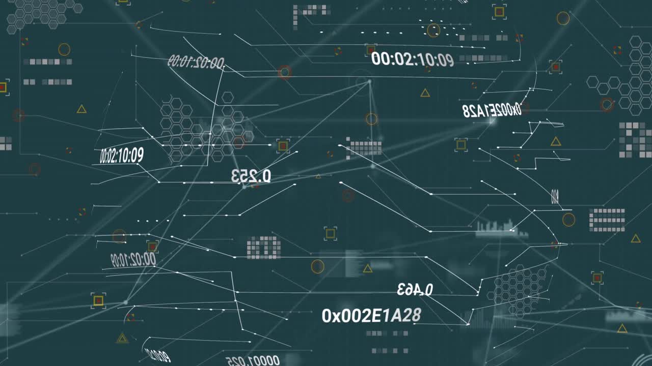 Animation of network of connections with data processing over numbers