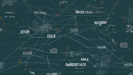 Animation-Eines-Netzwerks-Von-Verbindungen-Mit-Datenverarbeitung-über-Zahlen