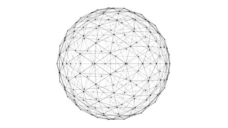 structure of sphere with network connection lines and dots isolated on white background in futuristic digital computer technology concept, 3d abstract illustration