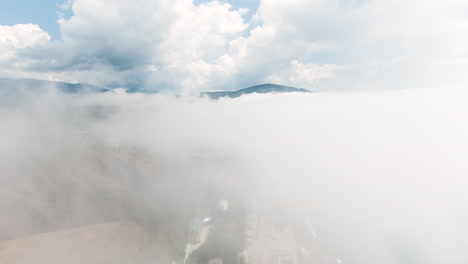 misty mountain valley aerial view