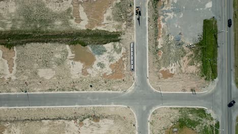 top down aerial of neighbourhood in pre construction empty lots and home