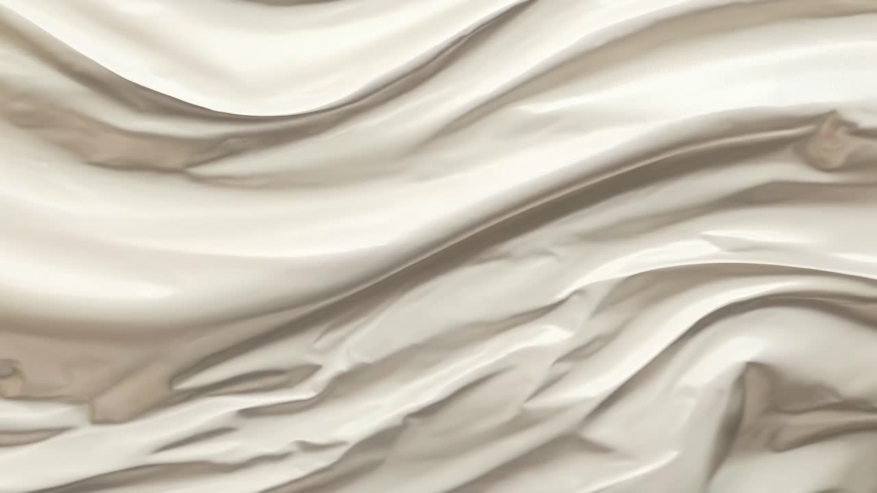 Detailní video splývavé bílé látky, vytvářející jemné, elegantní vlny.