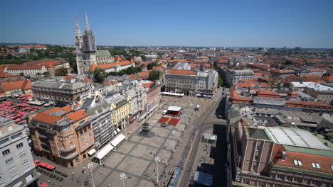 Aerial-View-Time-Lapse-Zagreb-City-Center,-Croatia