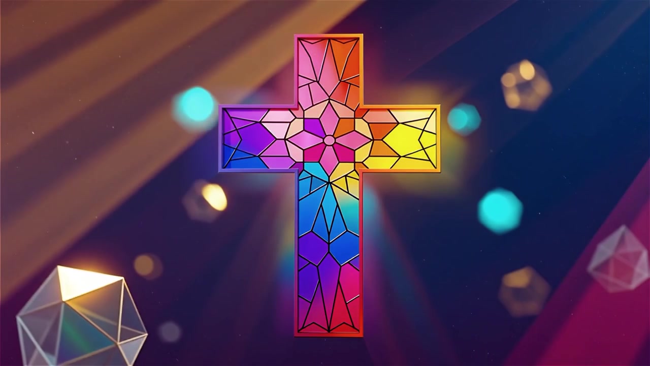 Cruz Cristiana con Luz Celestial, Fondo para Adoración.