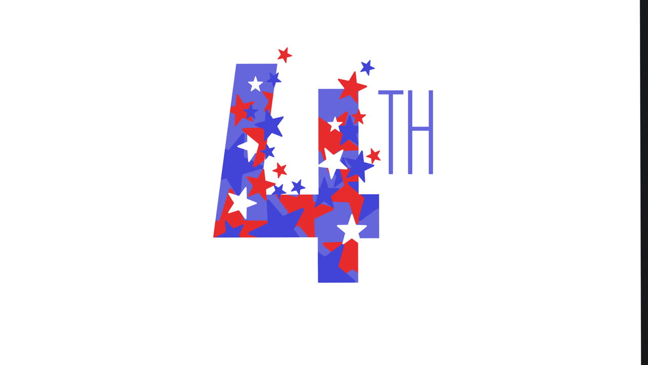 animación del cuarto texto con estrellas y colores de la bandera estadounidense