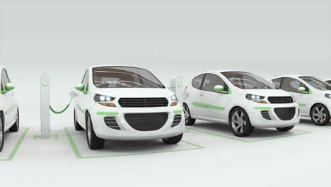 el concepto de carga de automóviles eléctricos modernos e-motion en el fondo blanco.