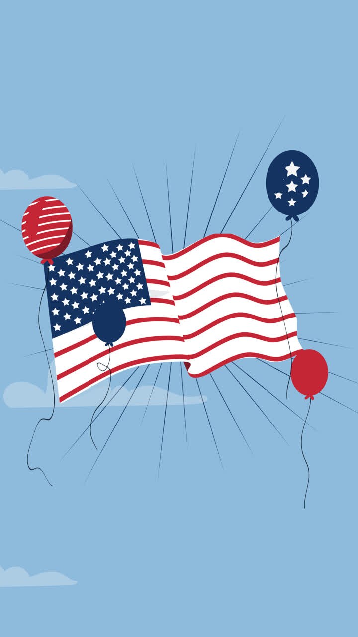 Motion Graphic of Organic flat usa memorial day illustration