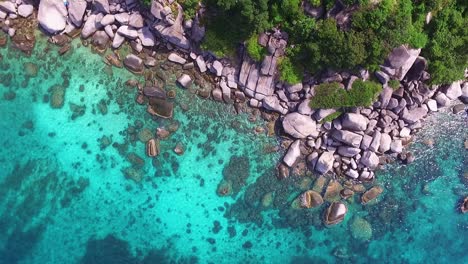 drone view above the coastline of a thaï island