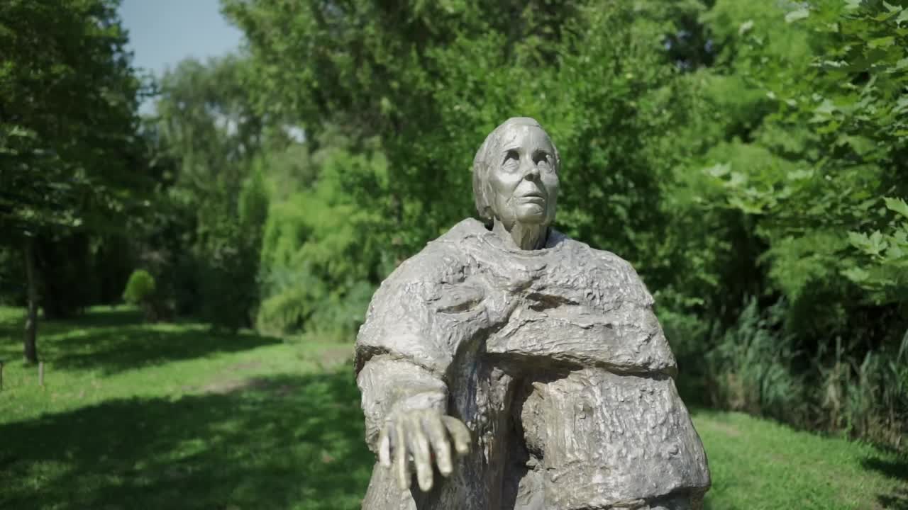 A bronze statue of Baba Vanga or Vangeliya Pandeva Gushterova in Rupite Bulgaria, who was a blind Bulgarian clairvoyant or more commonly known as the Balkan Nostradamus