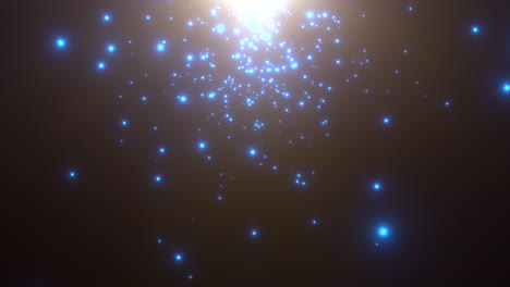 partículas azules en movimiento y estrellas en el fondo abstracto de la galaxia 7