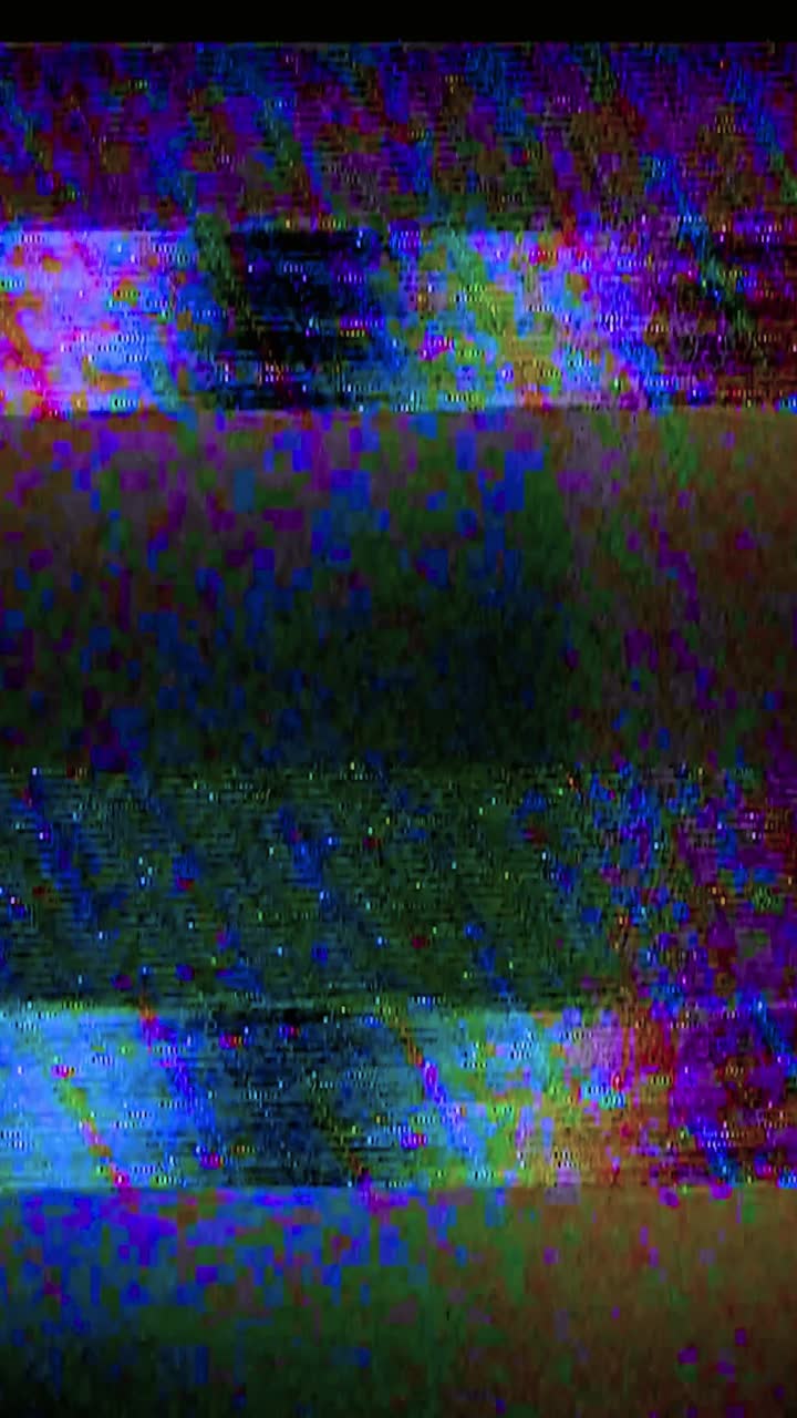 Abstrakt digital glitch-effekt med farverig statisk støj