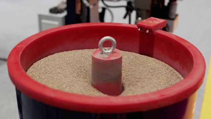 Tambor Vibratório Industrial Polindo Peças de Metal na Oficina