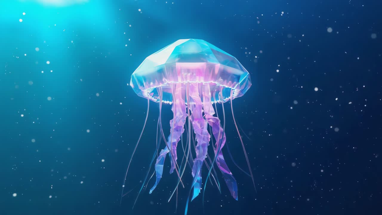 3D Illustration of a Geometric Jellyfish