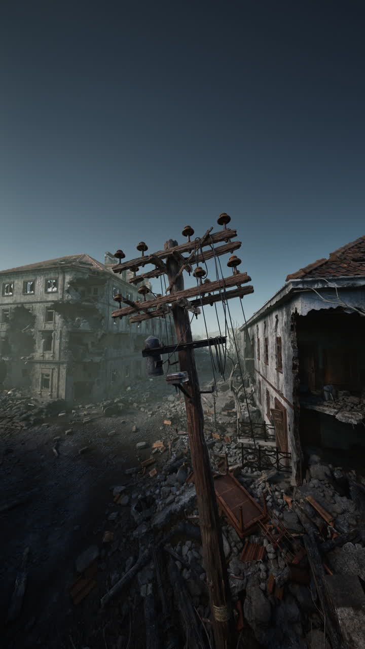 ciudad en ruinas después de un desastre