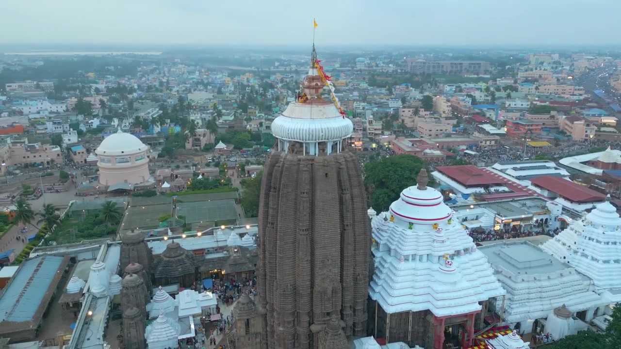 Luftfoto af Sri Jagannath Templet i Puri, Odisha.